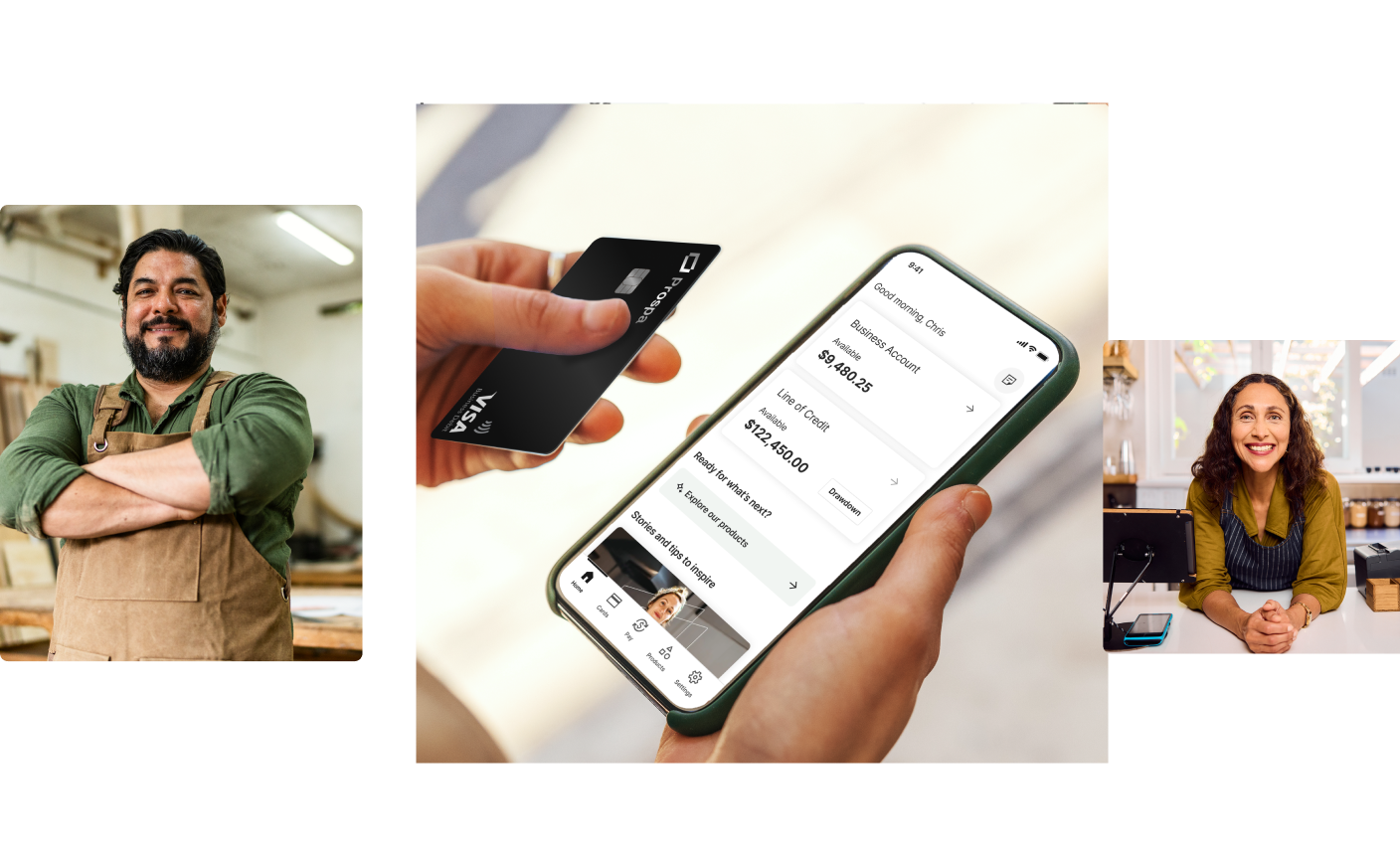 Business owners using Prospa app