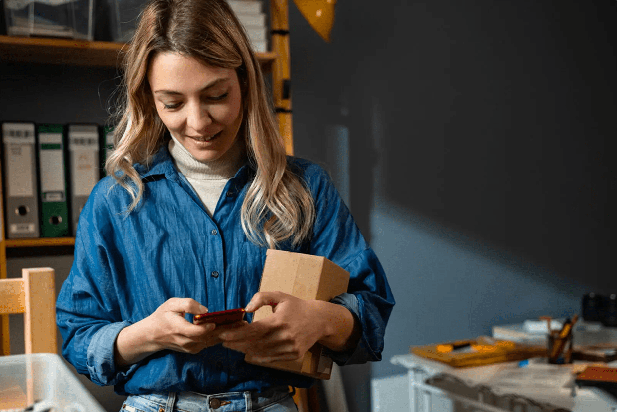 Small business owner using Prospa app
